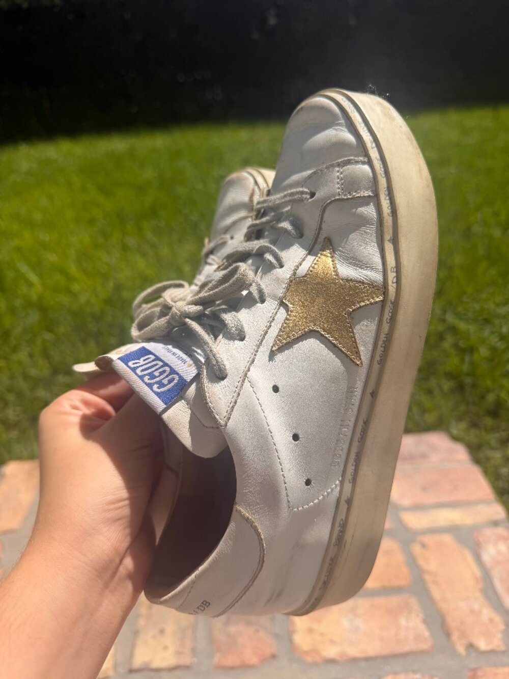 Golden Goose Hi Star Platform Sneakers White Gold Star Size 39